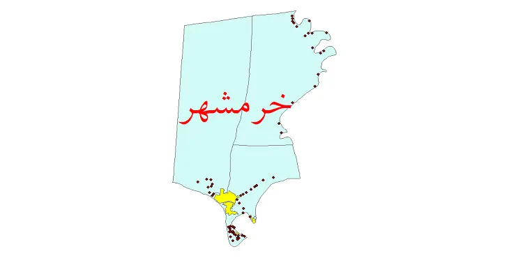 دانلود نقشه شیپ فایل (GIS) تقسیمات سیاسی شهرستان خرمشهر سال 1400