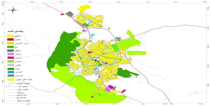 نقشه شیپ فایل (GIS) شهر نهاوند 1405 + عکس با کیفیت