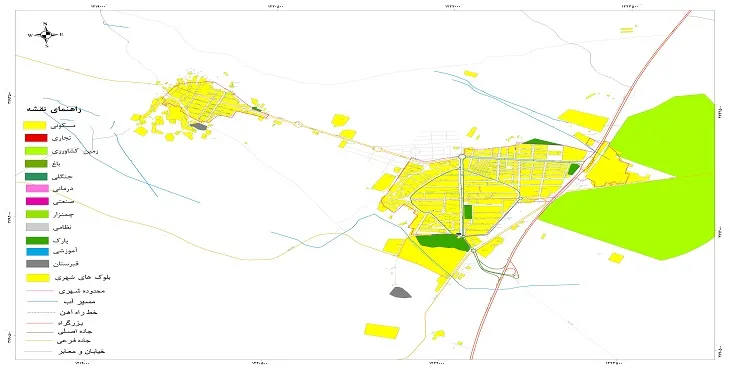 جدیدترین نقشه شهر خضری دشت بیاض | قابل چاپ + کیفیت بالا