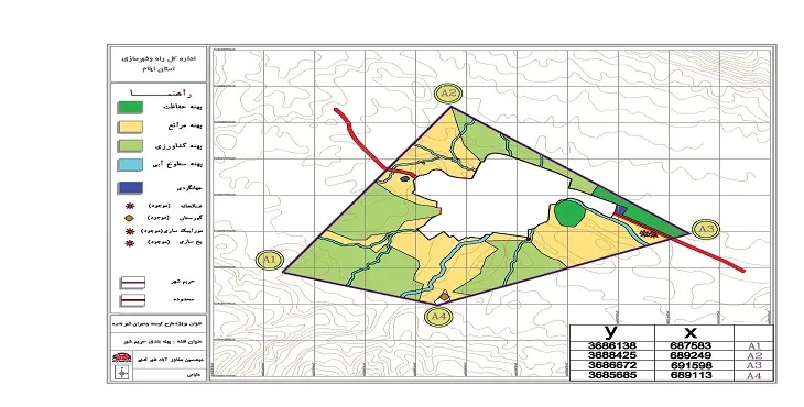 نقشه محدوده و حریم شهر بدره | کیفیت بالا