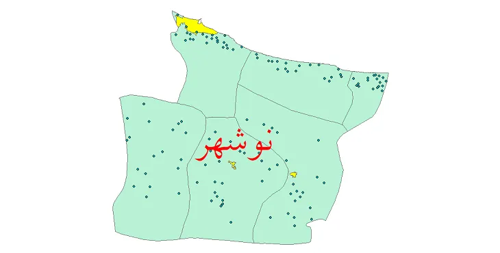 دانلود نقشه شیپ فایل (GIS) تقسیمات سیاسی شهرستان نوشهر سال 1400