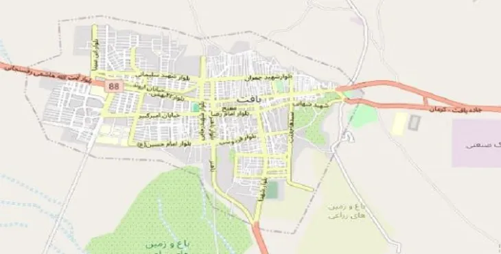 دانلود نقشه شهر بافت + pdf با کیفیت بالا