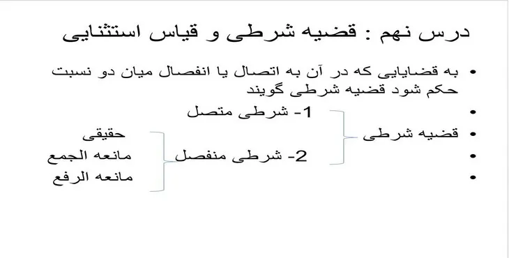 دانلود پاورپوینت قضیه شرطی و قیاس استثنایی