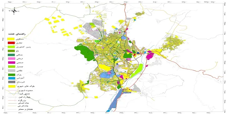 نقشه شیپ فایل (GIS) شهر سنندج 1404 + عکس با کیفیت