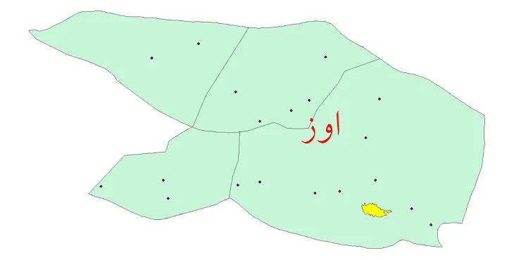 دانلود نقشه شیپ فایل (GIS) تقسیمات سیاسی شهرستان اوز سال 1400