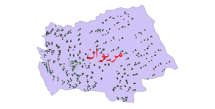 دانلود نقشه شیپ فایل جمعیت نقاط شهری و روستایی شهرستان مریوان از سال 1335 تا 1395
