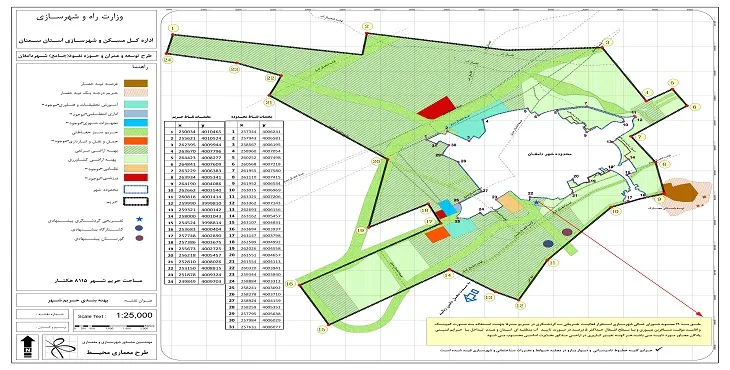 نقشه محدوده و حریم شهر دامغان | کیفیت بالا