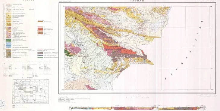 نقشه زمین‌ شناسی محدوده شهری تایباد + تصویر با کیفیت بالا