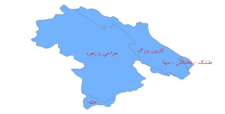 دانلود نقشه شیپ فایل (لایه GIS) حوضه های آبریز استان کهگیلویه و بویراحمد