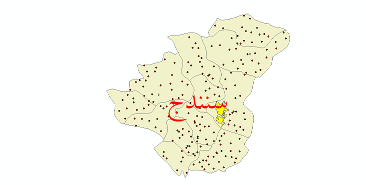 دانلود نقشه شیپ فایل (GIS) تقسیمات سیاسی شهرستان سنندج سال 1400