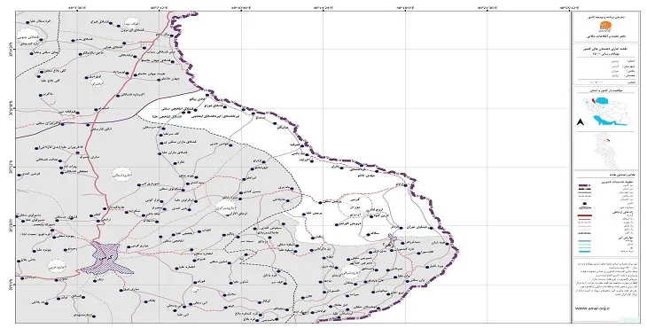 نقشه روستاهای شهرستان گرمی + کیفیت بالا