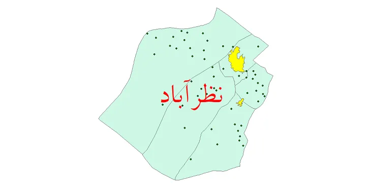 دانلود نقشه شیپ فایل (GIS) تقسیمات سیاسی شهرستان نظرآباد سال 1400