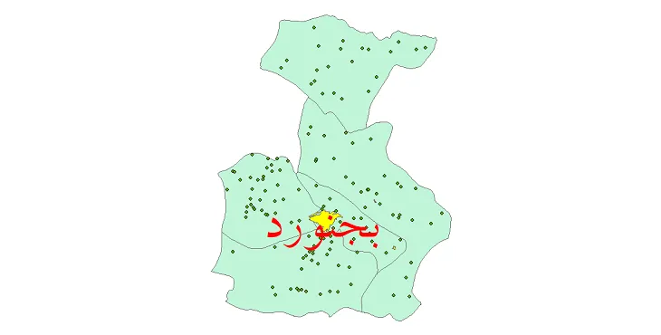 دانلود نقشه شیپ فایل (GIS) تقسیمات سیاسی شهرستان بجنورد سال 1400