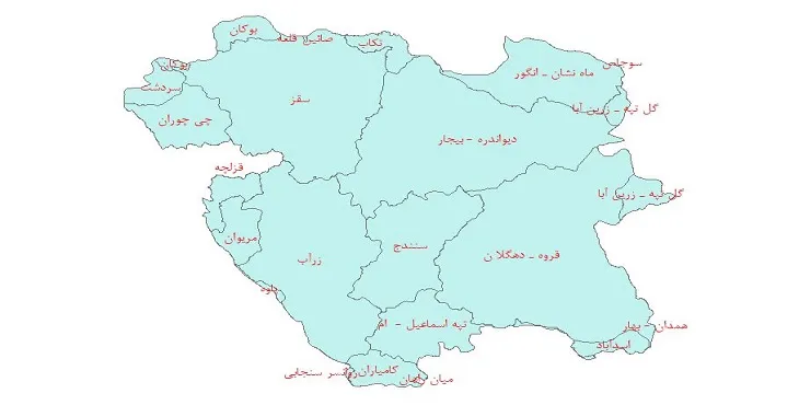 دانلود نقشه شیپ فایل دشت های استان کردستان