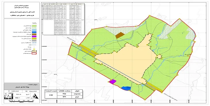 نقشه محدوده و حریم شهر شبانکاره | کیفیت بالا