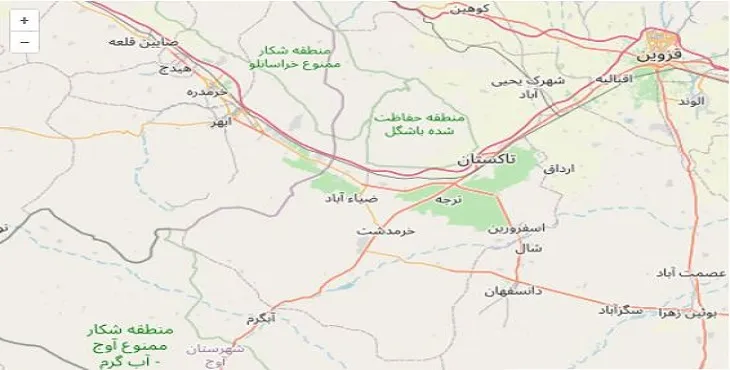 دانلود نقشه شهرستان تاکستان + pdf با کیفیت بالا