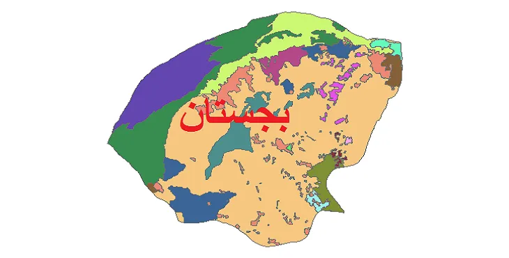 بروزترین نقشه شیپ فایل کاربری اراضی شهرستان بجستان + PDF