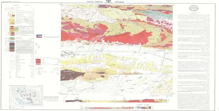 نقشه زمین‌ شناسی محدوده شهری فیض آباد + تصویر با کیفیت بالا
