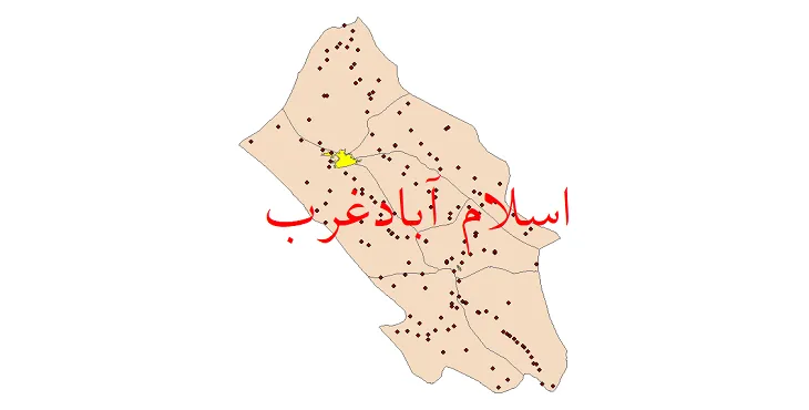 دانلود نقشه شیپ فایل (GIS) تقسیمات سیاسی شهرستان اسلام آباد غرب سال 1400