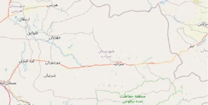 دانلود نقشه شهرستان سراب + pdf با کیفیت بالا