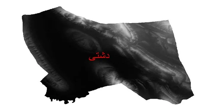 دانلود نقشه دم (DEM) شهرستان دشتی | دقت 30 متر