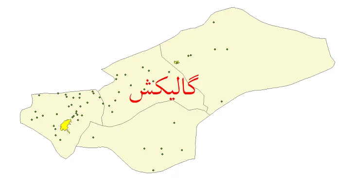 دانلود نقشه شیپ فایل (GIS) تقسیمات سیاسی شهرستان گالیکش سال 1400