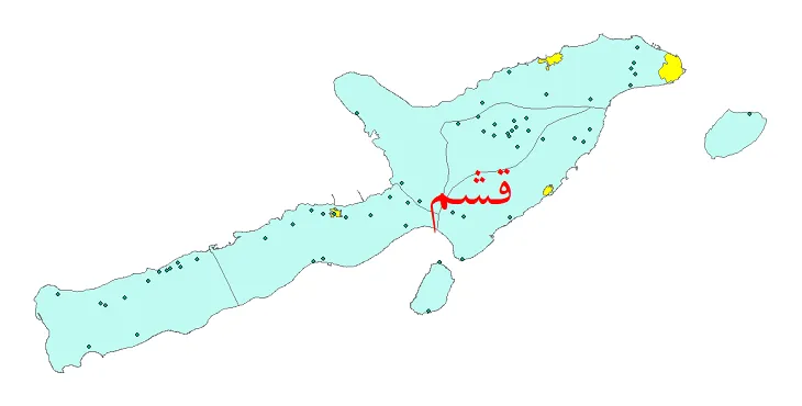 دانلود نقشه شیپ فایل (GIS) تقسیمات سیاسی شهرستان قشم سال 1400
