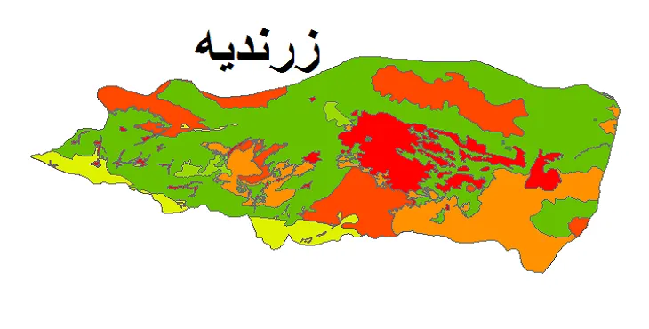 بروزترین نقشه شیپ فایل کاربری اراضی شهرستان زرندیه + PDF