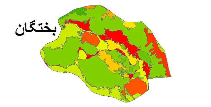 بروزترین نقشه شیپ فایل کاربری اراضی شهرستان بختگان + PDF