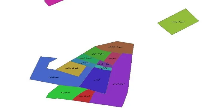 نقشه شیپ فایل محلات و مناطق شهر فردیس + pdf قابل چاپ