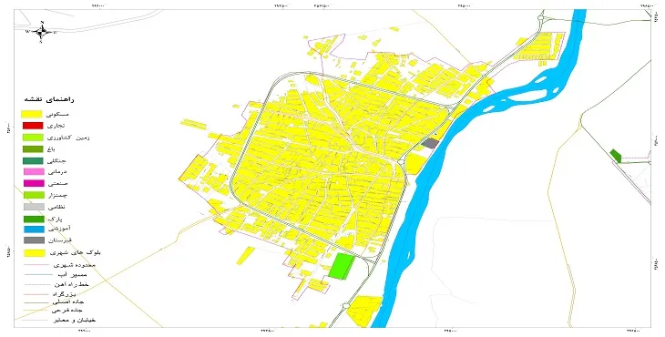 نقشه شیپ فایل (GIS) شهر گتوند 1404 + عکس با کیفیت