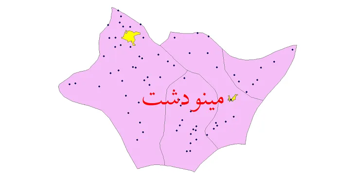 دانلود نقشه شیپ فایل (GIS) تقسیمات سیاسی شهرستان مینودشت سال 1400