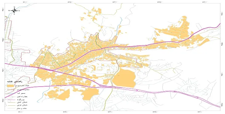 نقشه خیابان‌ها و معابر شهر رودهن + عکس کیفیت بالا