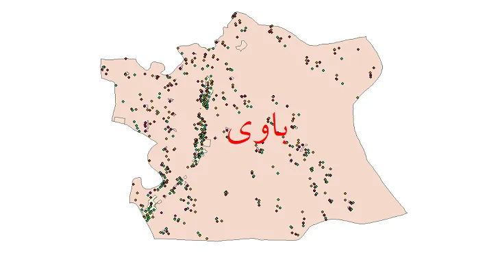 دانلود نقشه شیپ فایل جمعیت نقاط شهری و روستایی شهرستان باوی از سال 1335 تا 1395