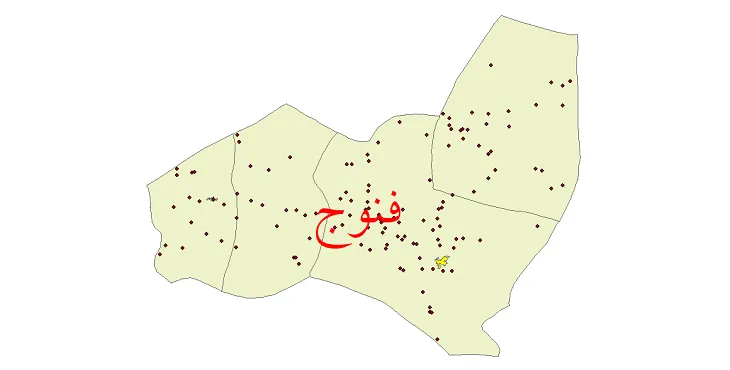 دانلود نقشه شیپ فایل (GIS) تقسیمات سیاسی شهرستان فنوج سال 1400