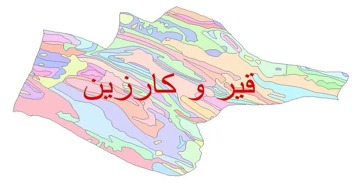 نقشه شیپ فایل (GIS) زمین‌ شناسی شهرستان قیر و کارزین