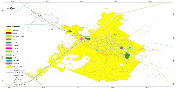 نقشه شیپ فایل (GIS) شهر بادرود سال 1404 + عکس با کیفیت