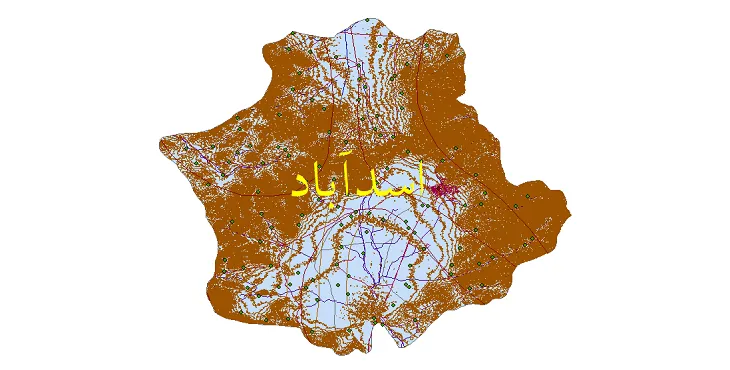 دانلود نقشه های شیپ فایل شهرستان اسدآباد + کاملترین لایه GIS