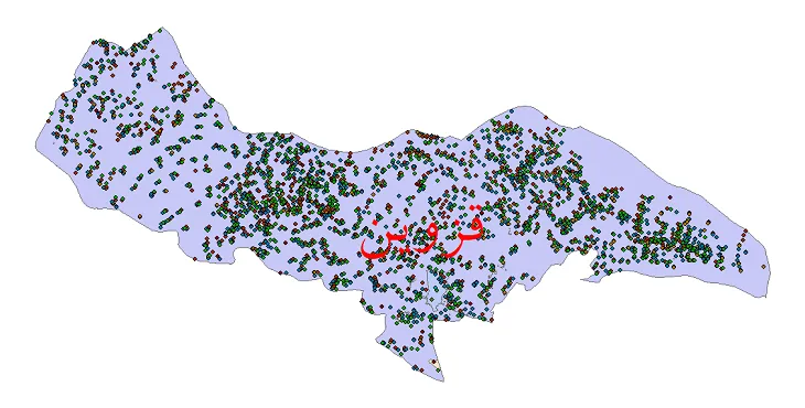دانلود نقشه شیپ فایل جمعیت نقاط شهری و روستایی شهرستان قزوین از سال 1335 تا 1395