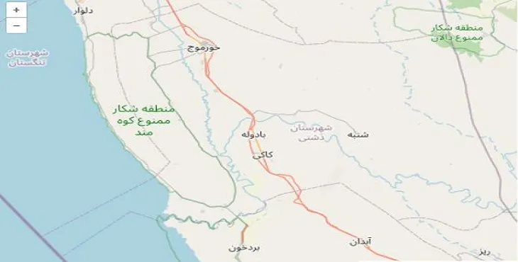 دانلود نقشه شهرستان دشتی + pdf با کیفیت بالا