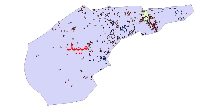 شیپ فایل جمعیت نقاط شهری و روستایی شهرستان میبد از سال 35 تا 95