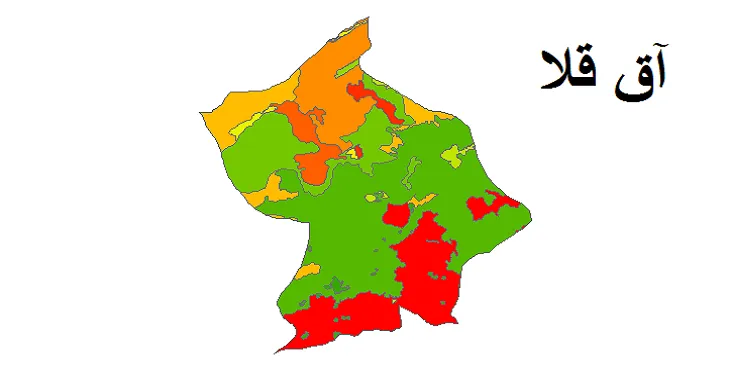 بروزترین نقشه شیپ فایل کاربری اراضی شهرستان آق قلا + PDF