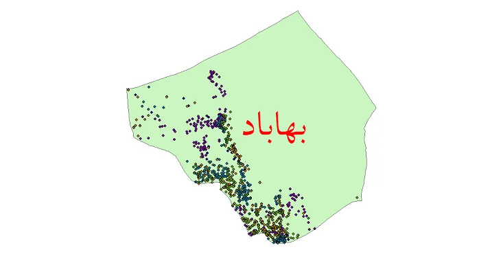 دانلود نقشه شیپ فایل جمعیت نقاط شهری و روستایی شهرستان بهاباد از سال 1335 تا 1395