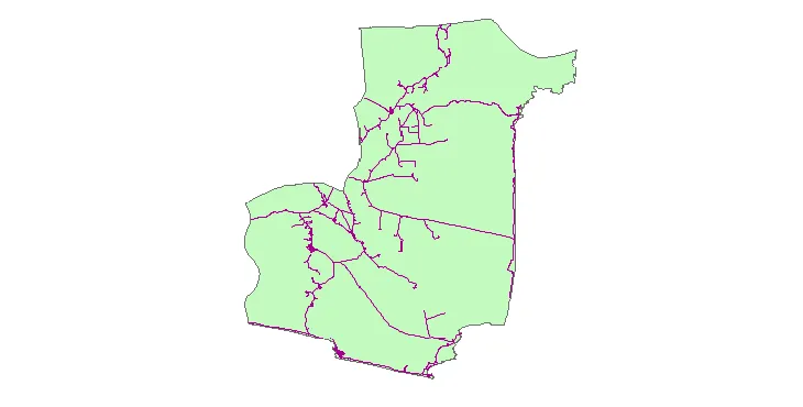 جدیدترین نقشه شیپ فایل راه های شهرستان دشتیاری + PDF