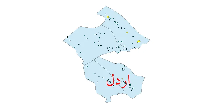 دانلود نقشه شیپ فایل (GIS) تقسیمات سیاسی شهرستان اردل سال 1400