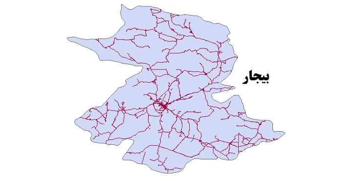 جدیدترین نقشه شیپ فایل راه های شهرستان بیجار + PDF
