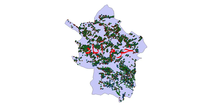 دانلود نقشه شیپ فایل جمعیت نقاط شهری و روستایی شهرستان خرم آباد از سال 1335 تا 1395