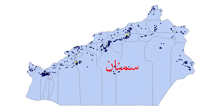 دانلود نقشه شیپ فایل (GIS) تقسیمات سیاسی استان سمنان سال 1400