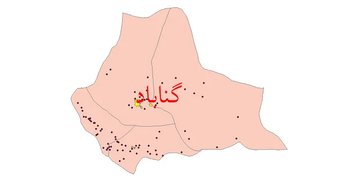 دانلود نقشه شیپ فایل (GIS) تقسیمات سیاسی شهرستان گناباد سال 1400