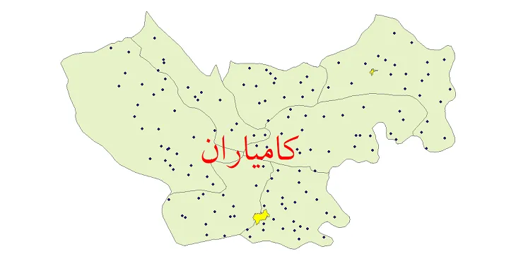 دانلود نقشه شیپ فایل (GIS) تقسیمات سیاسی شهرستان کامیاران سال 1400